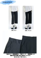画像6: 8100　上品に決まる、大人の美脚ワイド！　ピンヘッドプルオン　フレアワイドパンツ　M-LL (6)