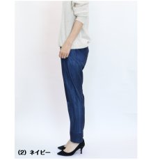 画像3: 2634　デニム見えなのに、驚くほど軽やか！　転写デニムパッチワーク柄プリントパンツ　M-3L (3)